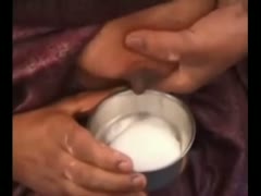 Adorable and obedient Indian wife using a webcam to milk herself